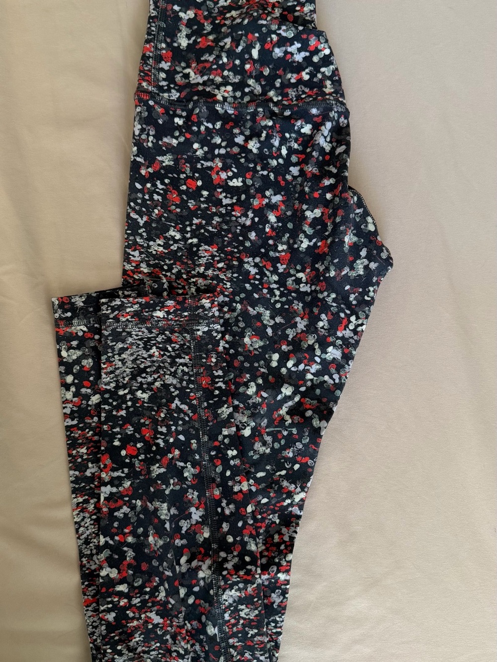 lululemon athletica Kids Black Leggings with Red & White Floral Dot Print
